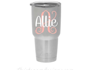 Vinyl Monogram Decal Sticker For Yeti Cup - Monogram Sticker - Name Decal - Yeti Monogram - Monogram for Yeti Cup - Monogram Sticker - Decal