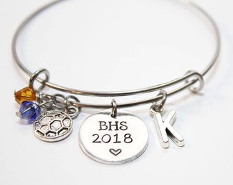 soccer team bracelet, personalized soccer bracelet, soccer theme bracelet, soccer team gift, soccer team jewelry, soccer bangle, soccer