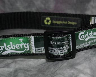 Adjustable Dog Collar from recycled Carlsberg Euro Lager Beer Labels