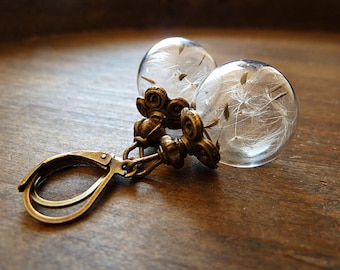 Dandelion Earrings With Geniune Dandelions