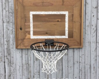 Rustic Wooden Backboard with Basketball Hoop