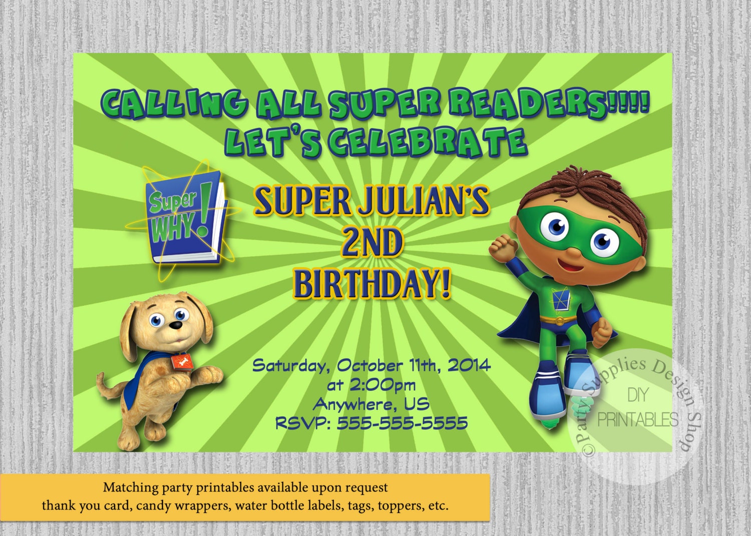 Super Why Birthday Invitations 5