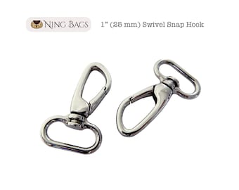 Set of 4 // 1" Swivel Snap Hook, Swivel Clasp, Swivel Strap Hook for Bags, Purses, Clutches in Nickel Finish