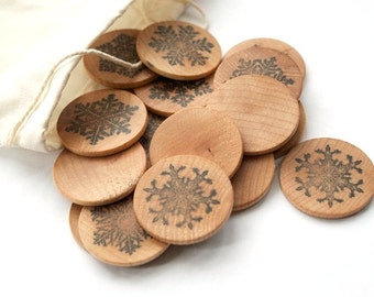 SALE - Winter Snowflake Matching Game - Montessori Travel Games - Waldorf Toys - Natural Organic Wooden Toy