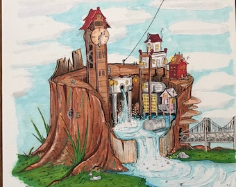 Tree Stump Village - Illustration