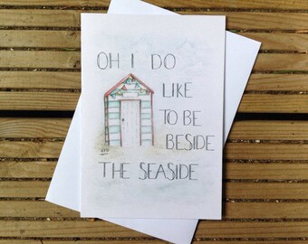 Beach Hut - Watercolour Card - Illustration - Seaside