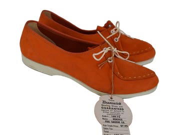 1960s Womens Bowling Shoes, 60s Orange Oxford Shoes, Brunswick, NWT, Hipster Shoes, Rockabilly Shoes, Punk Shoes, Orange Shoes, 5 1/2, 5.5