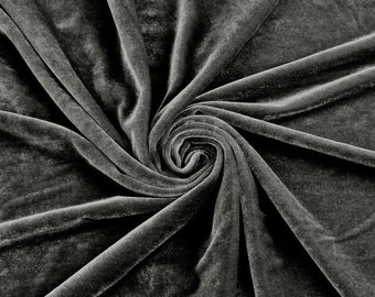 Princess DARK GREY Polyester Stretch Velvet Fabric by the Yard, Half Yard, Sample - 10001