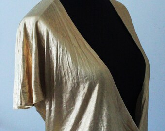 Gold Lamé evening cover-up with cascade sleeve