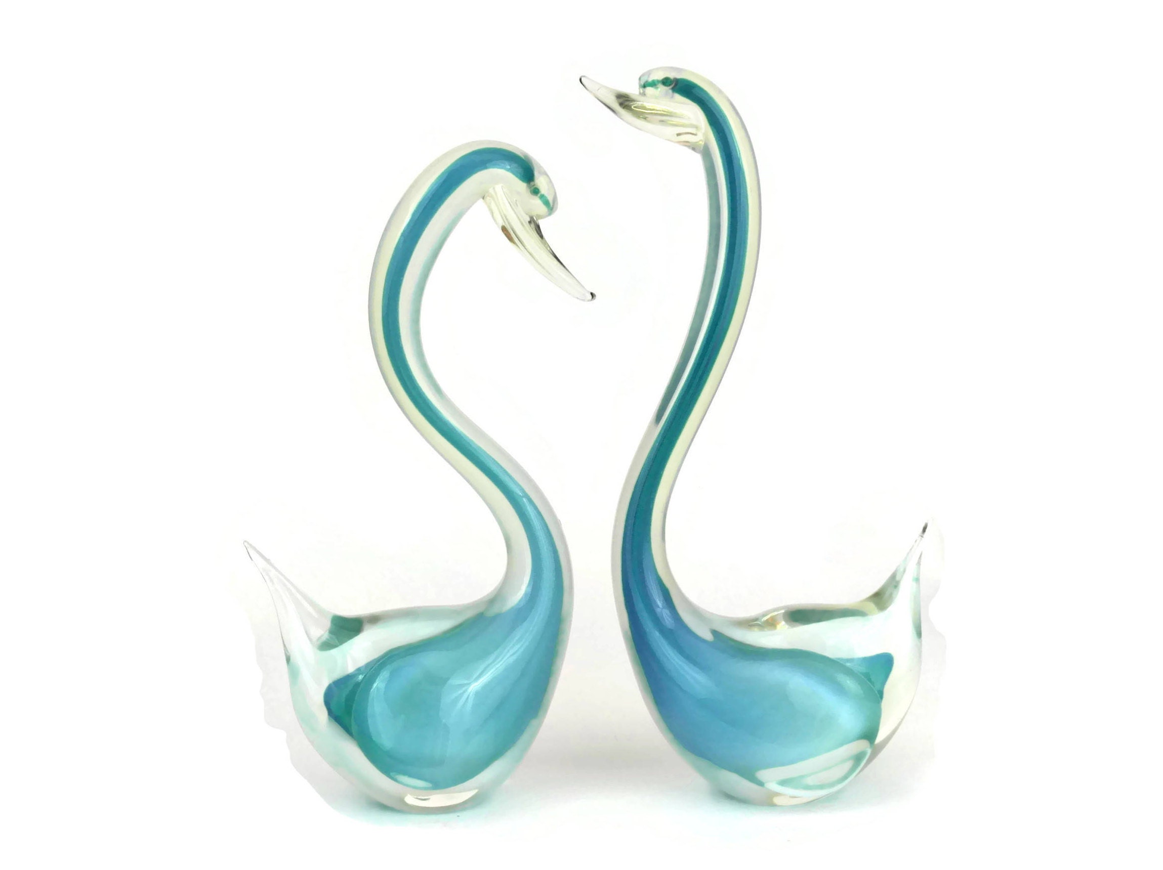 green glass swan figurine