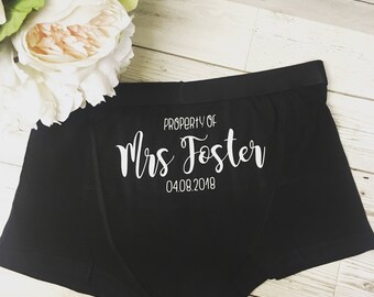 Personalised Wedding Boxer Shorts - Personalized Groom Gift - Groom Underwear - Personalized Pants