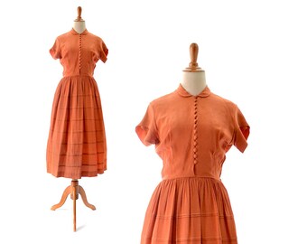 1940s Dress 40s Dress Orange Dress 40s Vintage dress 1940s Vintage Clothing 1940s Vintage Dress 40s Vintage Clothing Rayon Dress Small