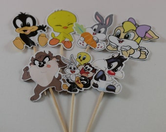 Baby Looney Tunes Cupcake Toppers, Baby Looney Tunes Cupcake picks, Baby shower cupcake picks, Baby shower decoration, Baby Shower supplies