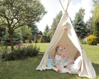 Teepee, Play Tent, Kids Teepee, Children's Teepee, Teepee Tent, Tipi, Playhouse, Canvas Teepee, Birthday Gift, Baby Teepee, Indoor Tent,