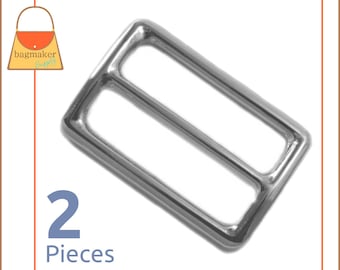 1.5 Inch Slide for Purse Straps, Shiny Nickel Finish, 2 Pieces, Handbag Purse Bag Making Hardware Supplies, 1-1/2", 1.5", BKS-AA025
