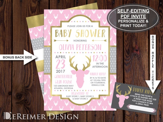 Deer Head Baby Shower Invitations 10