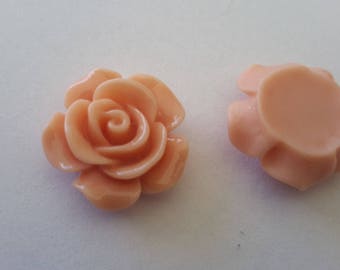 resin flower orange/salmon color for your creations 14x6mm