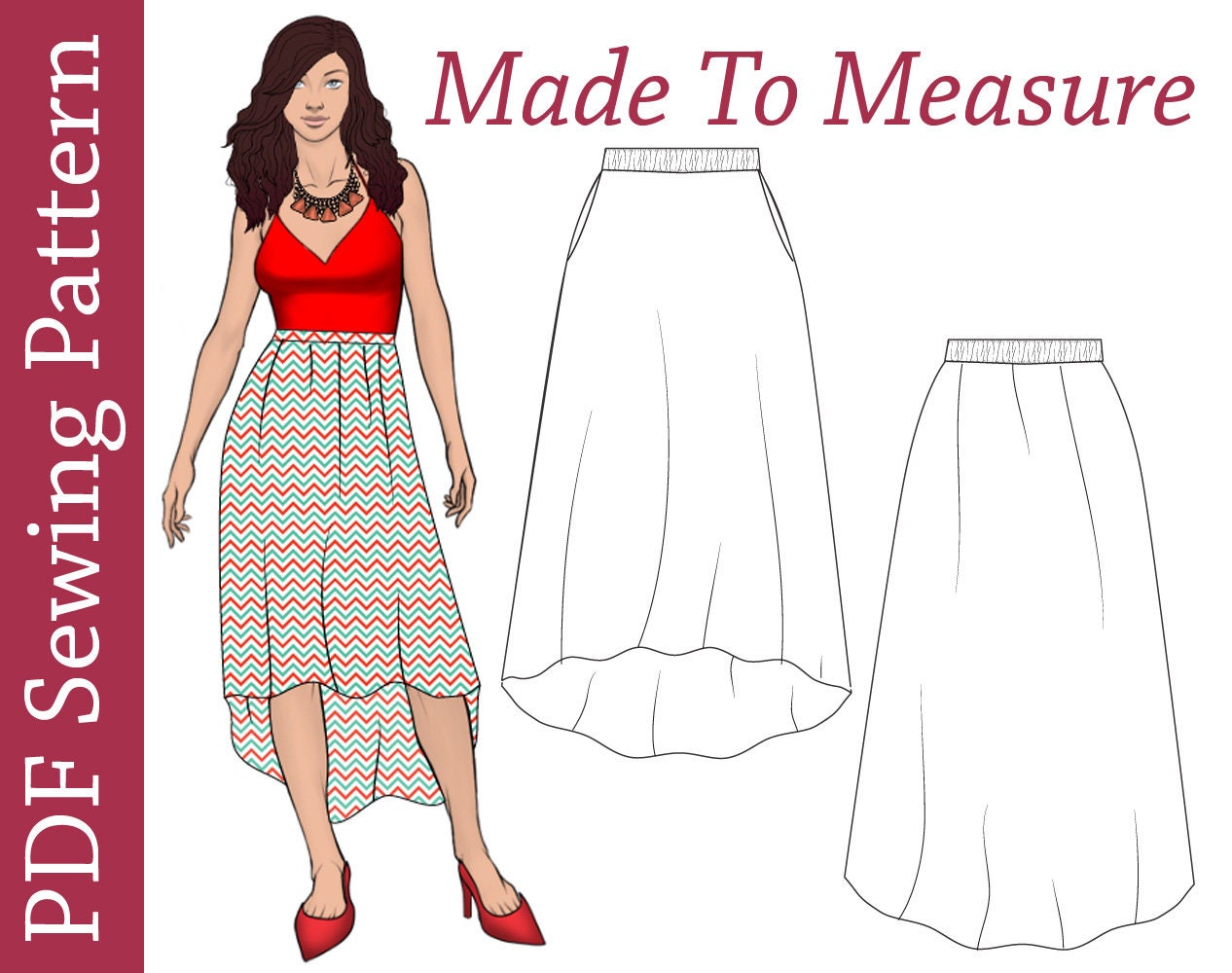 High low Skirt patternPDF sewing pattern women sewing