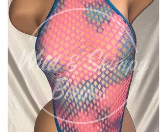 Glitter fishnet one piece