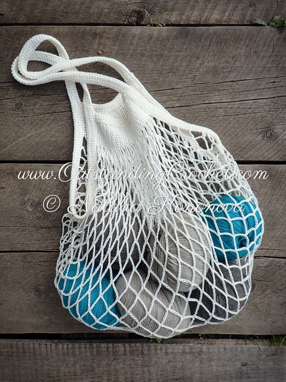 Crochet Market Bag PATTERN Net Grocery Shopping Mesh