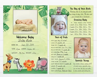 Jungle Theme Baby's First Year Memory "Book"
