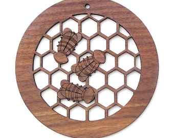 Honey Bee Ornament - Timber Green Woods. Sustainable Harvest Walnut. Made in the USA.