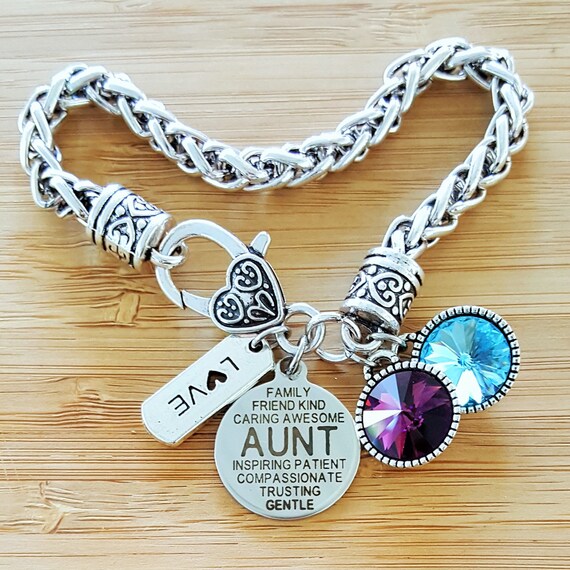 Aunt Gift Aunt Bracelet Gift for Auntie Gifts for Aunts Birthstone Bracelet Aunt Jewelry Mom Bracelet Step Mom Bracelet Stepmom Gift