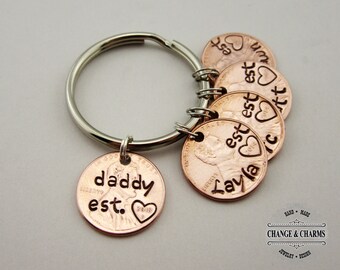 Daddy Est. Penny Keychain, Daddy Keychain, Dad Keychain, Fathers Day Keychain, Penny Keychain, Dad Gift, Custom Keychain, Personalized Gift