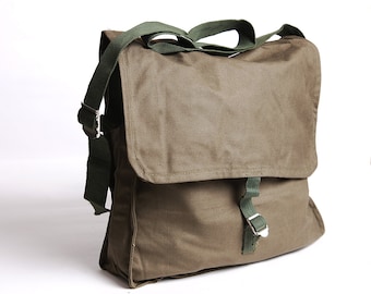 School bag military canvas messenger bag vintage school backpack army canvas bag soviet green crossbody bag back to school school supply