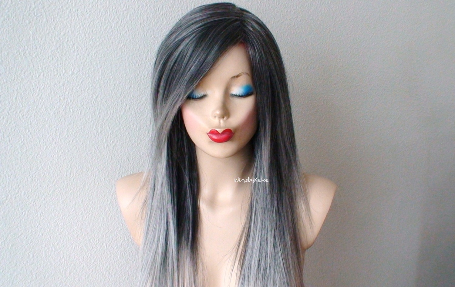 Ombre Wig Lace Front Wig Gray Hair Salt Paper Hair Wig