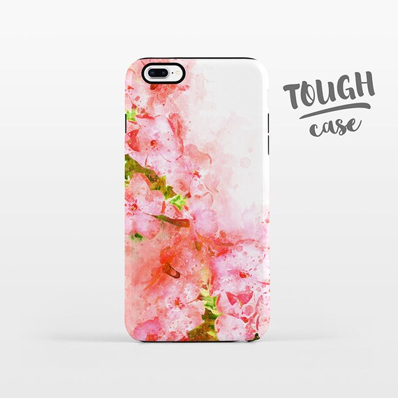 Watercolor Floral iPhone Case iPhone 8 Plus Case iPhone X Case iPhone 7 Case iPhone 8 Case iPhone 6 Plus Case 6s 5s 5c 5 4 Coral Pink Flower