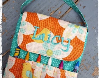 Bird Crayon Purse, Personalized Toddler Purse, Little Girl's Purse, Preschool Purse, First Purse, flower girl purse, Girls Purse with Name