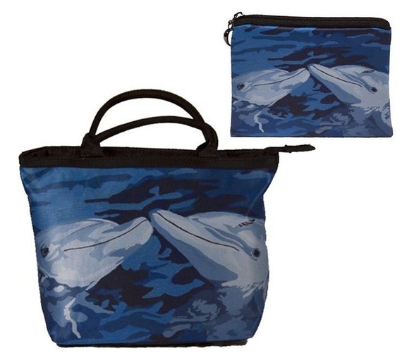 Dolphin Purse Set: Small Handbag and Matching Change Purse