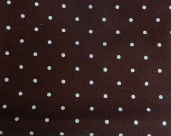 Brown patchwork with small white dots fat quarter fabric