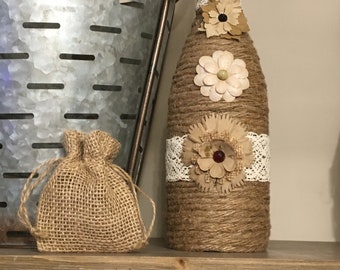 Decorative Wine Bottles Wrapped in Twine