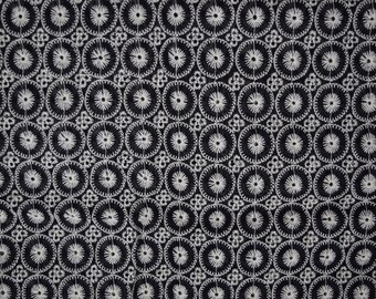Embroidered Mesh- Black Mesh with Ivory Embroidered Detail
