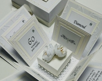 Exploding 60th Diamond Wedding Anniversary Box Card