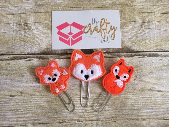 Foxy Paper Planner Clips set of 3. Woodland planner clip. Animal planner clip