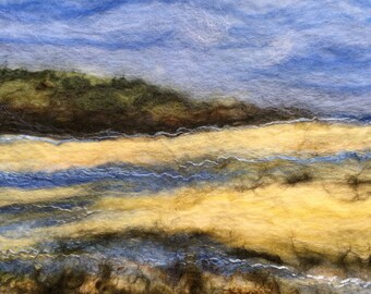 Coastal Painting With Wool-Seascape-Beach-Felting-Nature-Water-Beach-Art-Home Decor-Sea-Landscape
