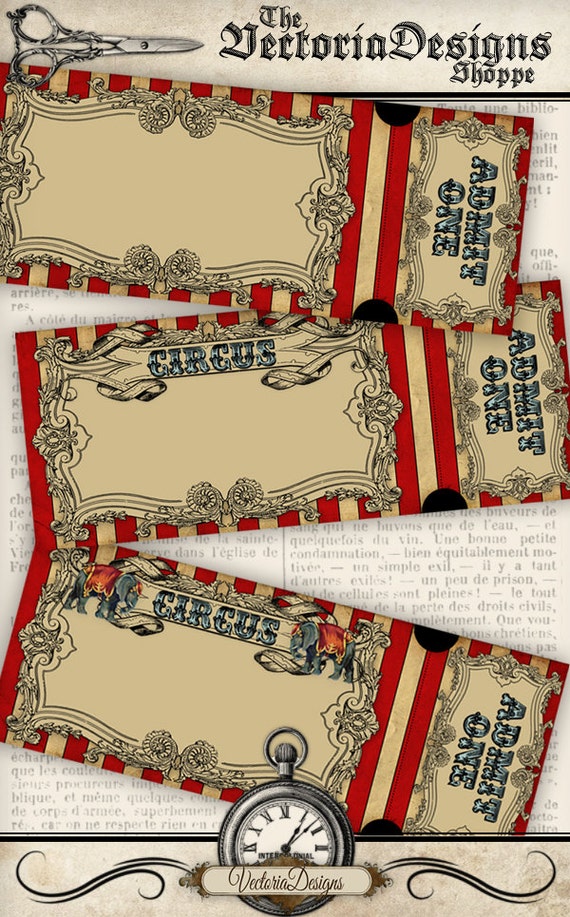 circus invitation tickets circus party printable paper