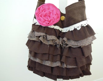 Gypsy Tote Corduroy Handbag with vintage lace Lollibag