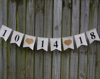 Save the Date banner Engagement Banner Burlap Wedding Banner Custom color Photo - Prop