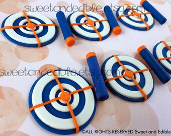 Set of 12 TARGET and FOAM DART Fondant Cupcake Toppers