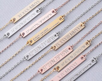 Custom Coordinates Necklace,Personalized Gold Bar Necklace,Custom Location Jewelry, Latitude Longitude, Bridesmaid Necklace, Bridesmaid gift