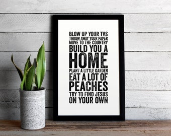 Spanish Pipedream Lyrics • John Prine Distressed Typographic Poster Print • Unique Typographic Vintage Inspired Wall Art Poster