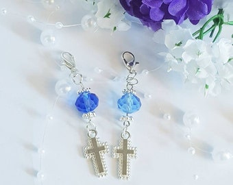 Cross Charm, Something Blue Bridal Bouquet Charm For New Bride, Bridal Shower Gift, Gift For Bride From Maid Of Honour, Bridal Shower Gift,