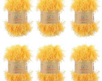 Eyelash Yarn - 50g - 6 Skeins - Lemon