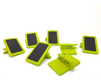 Slate, tag, mini clothespin, wood, green