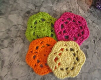 Set of 4 crochet cotton coasters