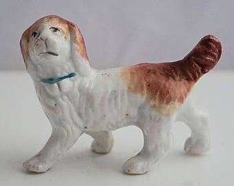 STAFFORDSHIRE Type Continental Porcelain C19th Victorian SPANIEL DOG Figurine
